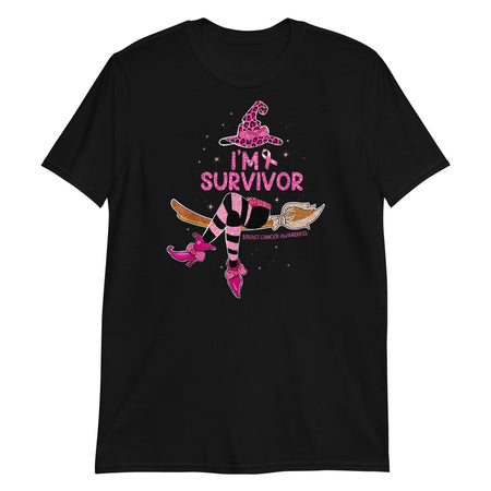 "Im a Survivor" Pink Ribbon Halloween Witch T-Shirt