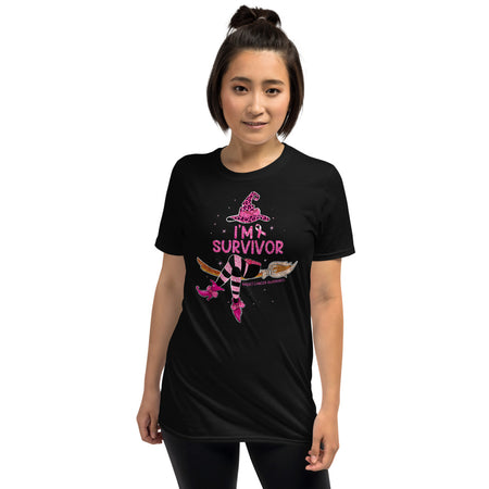 "Im a Survivor" Pink Ribbon Halloween Witch T-Shirt