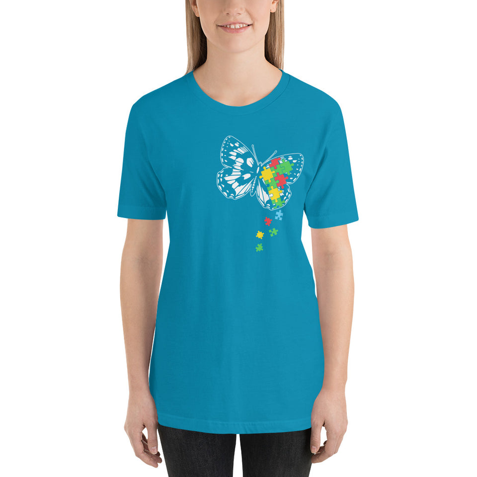 Puzzle Piece Butterfly Autism Awareness T-Shirt