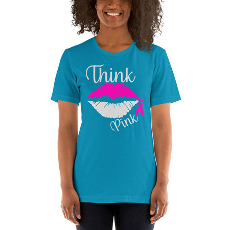 Think Pink Lips Breast Cancer Awareness T-Shirt