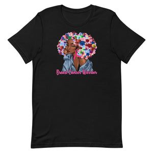 "Breast Cancer Warrior" Pink Ribbon Flowers Afro T-Shirt