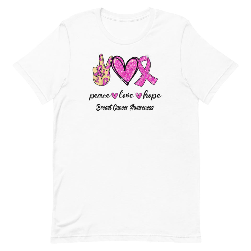 "Peace Love Hope" Breast Cancer Awareness T-Shirt
