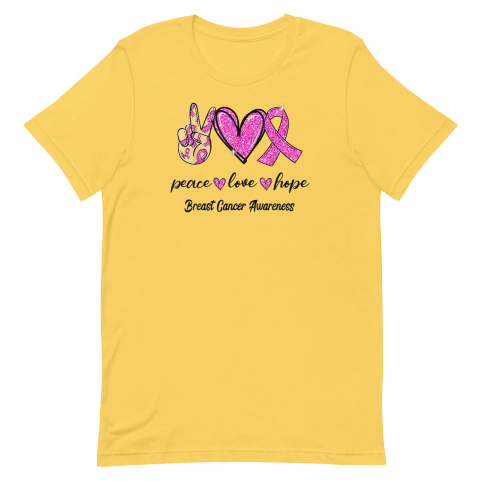 "Peace Love Hope" Breast Cancer Awareness T-Shirt